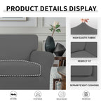 Easy-Going 2 Pieces Microfiber Stretch Chair Slipcover - Spandex Soft Fitted Sofa Couch Cover Washable Furniture Protector With Elastic Bottom Kids Pet Grey