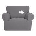 Purefit 100% Dual Waterproof Couch Cover Slipcovers For Couches And Sofas - Stretch Non Slip Fleece Sofa Covers Washable, Leakproof Furniture Protector For Kids, Pets, Dog (Chair, Light Gray)
