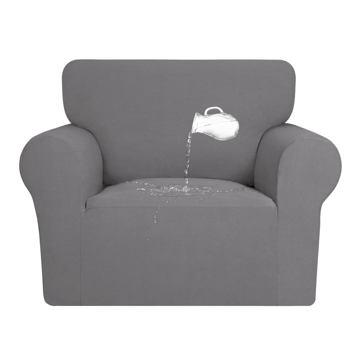 Purefit 100% Dual Waterproof Couch Cover Slipcovers For Couches And Sofas - Stretch Non Slip Fleece Sofa Covers Washable, Leakproof Furniture Protector For Kids, Pets, Dog (Chair, Light Gray)