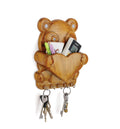 Teddy Bear WallMounted Key Holder With Storage Shelf, Wooden