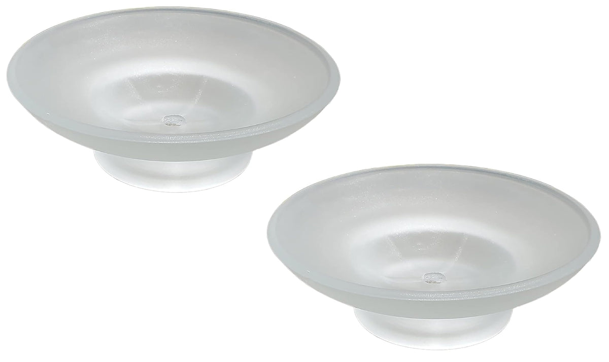 PEFKO PFK042 Table Top Frosted Glass Soap Dish/Soap Case/Soap Holder for Bathroom/Washbasin/Kitchen (Round [ Combo Pack of 2 ])