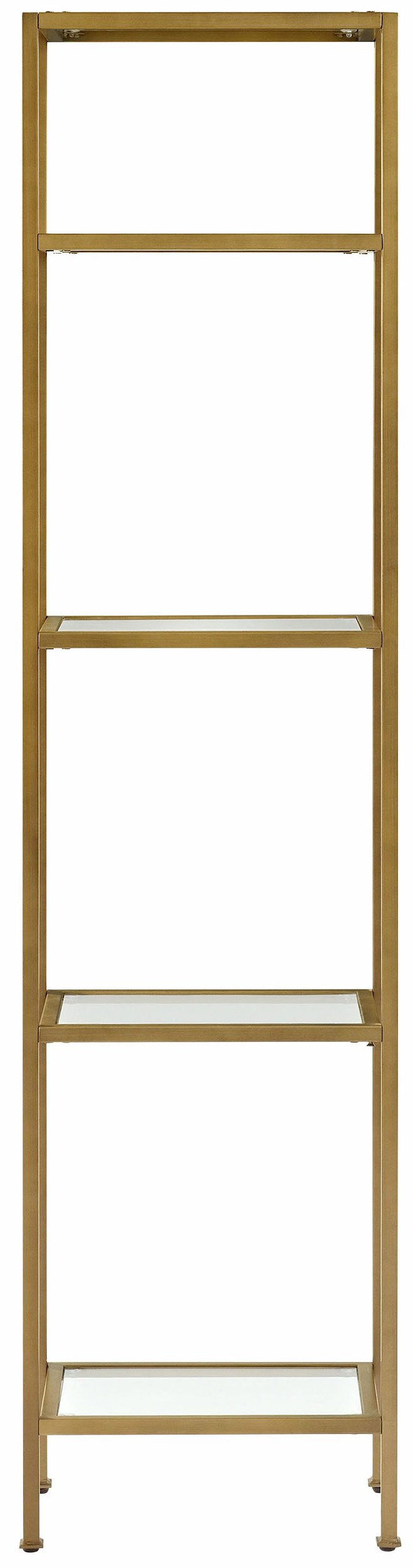 Crosley Furniture Aimee Narrow Bookshelf With Glass Shelves, Bookcase Storage, Gold And Glass