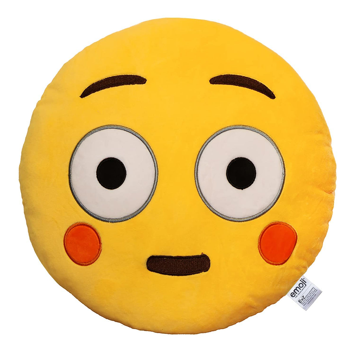 Evz Emoji Flushed Face Emoticon Cushion Stuffed Plush Soft Pillow, Official Certified, 32Cm Yellow