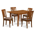 East West Furniture MLAV5-SBR-C Milan 5 Piece Room Set Includes a Rectangle Kitchen Table with Butterfly Leaf and 4 Linen Fabric Upholstered Dining Chairs, 36x54 Inch