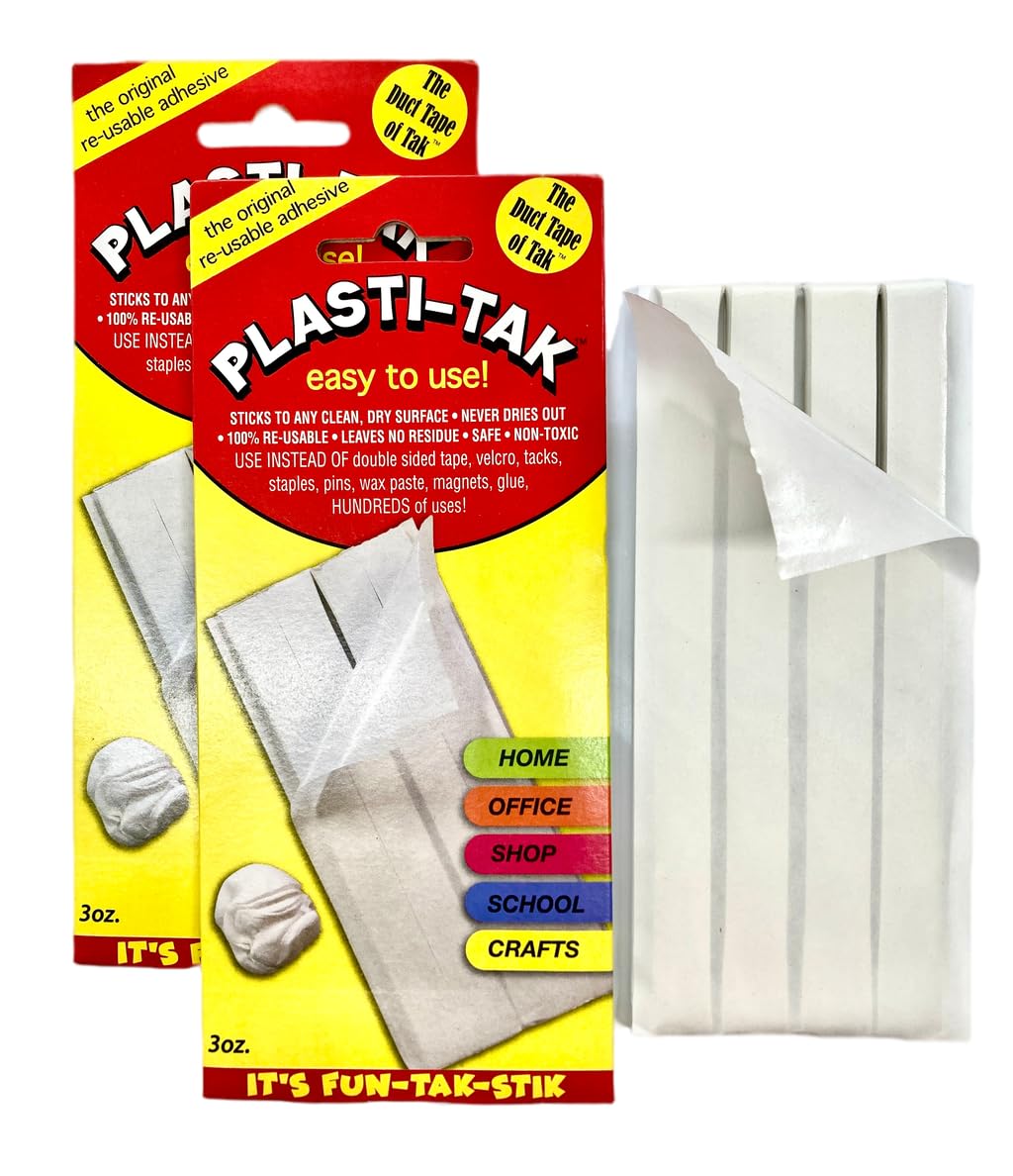 Plasti-Tak The Original Re-Usable Adhesive Putty 3Oz, Pack Of 2