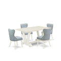 East West Furniture V026SI215-5 5 Piece Modern Dining Table Set Includes a Rectangle Wooden Table with V-Legs and 4 Baby Blue Li