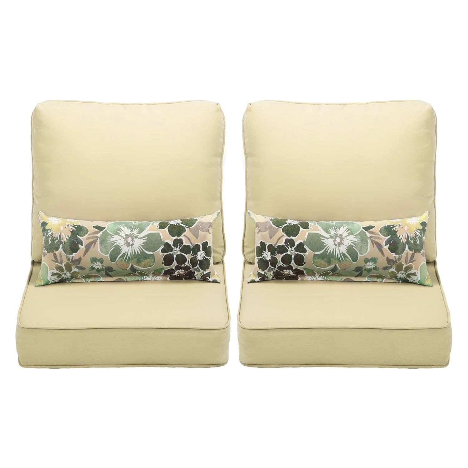 Aoodor 22' X 24' Outdoor Deep Seat Chair Cushion Set,Olefin Fabric Slipcover And Sponge Foam- Green (Set Of 2 Seats, 2 Backs,