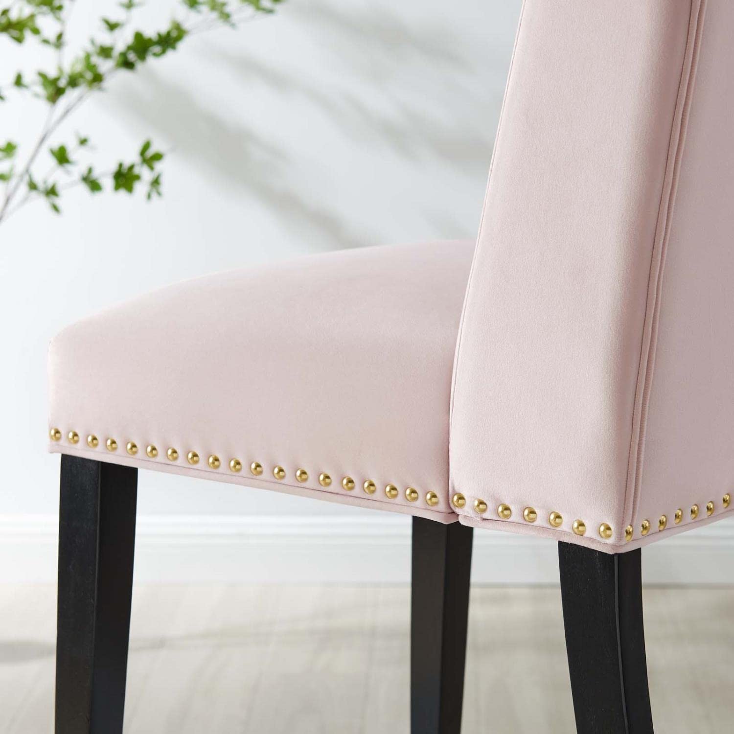 Modway Baron 19.5&Quot; Modern Velvet Dining Chairs In Pink/Black (Set Of 2)