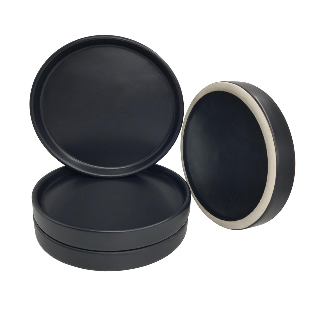 4 Pack Ceramic Plant Saucer Pot Tray 4 Inch, Planter Saucers 4 5 6 7 8 9 10 11 12 Inch For Indoors Outdoor, Durable Sturdy Flowe