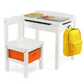 HONEY JOY Kids Table and Chair Set, Wooden Lift-Top Desk & Chair with Storage, Safe Hinged Lid, Activity Table Set for Craft Art