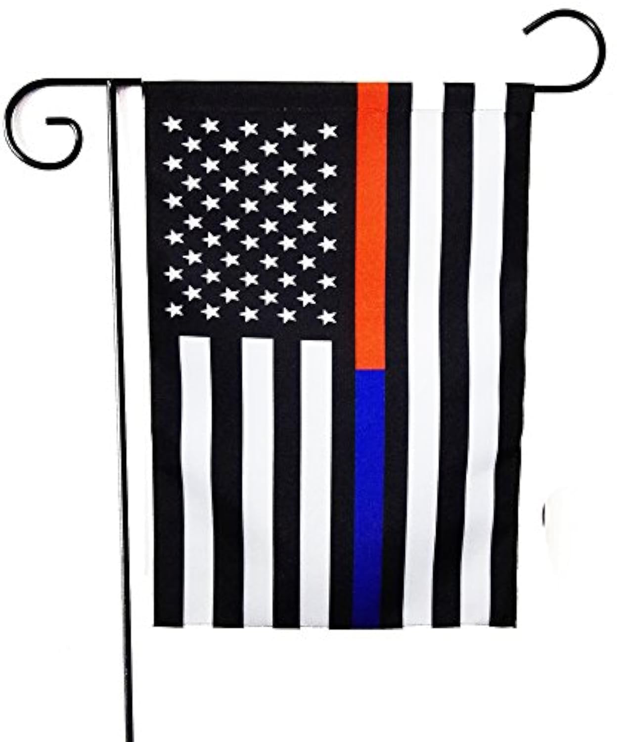 Thin Blue Line And Thin Red Line Flag Garden Flag 12.5 X 18 Inch Made By Oxford Honoring Law Enforcement Officers And Firefighte