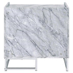 Acme Azrael Faux Marble Nightstand With Metal Base In White And Chrome