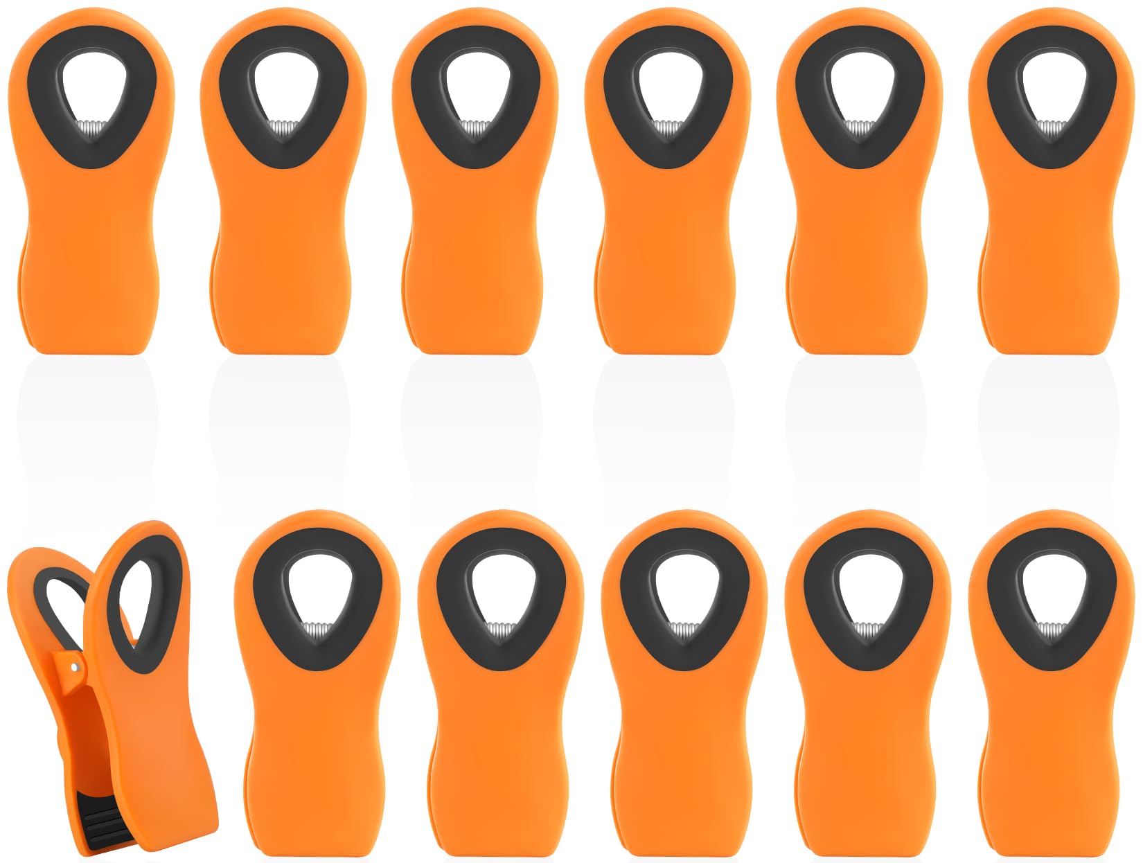 Vndueey 12 Pack Magnetic Chip Clips For Food Packages, Plastic Bag Clips With Magnet For Refrigerator - Orange