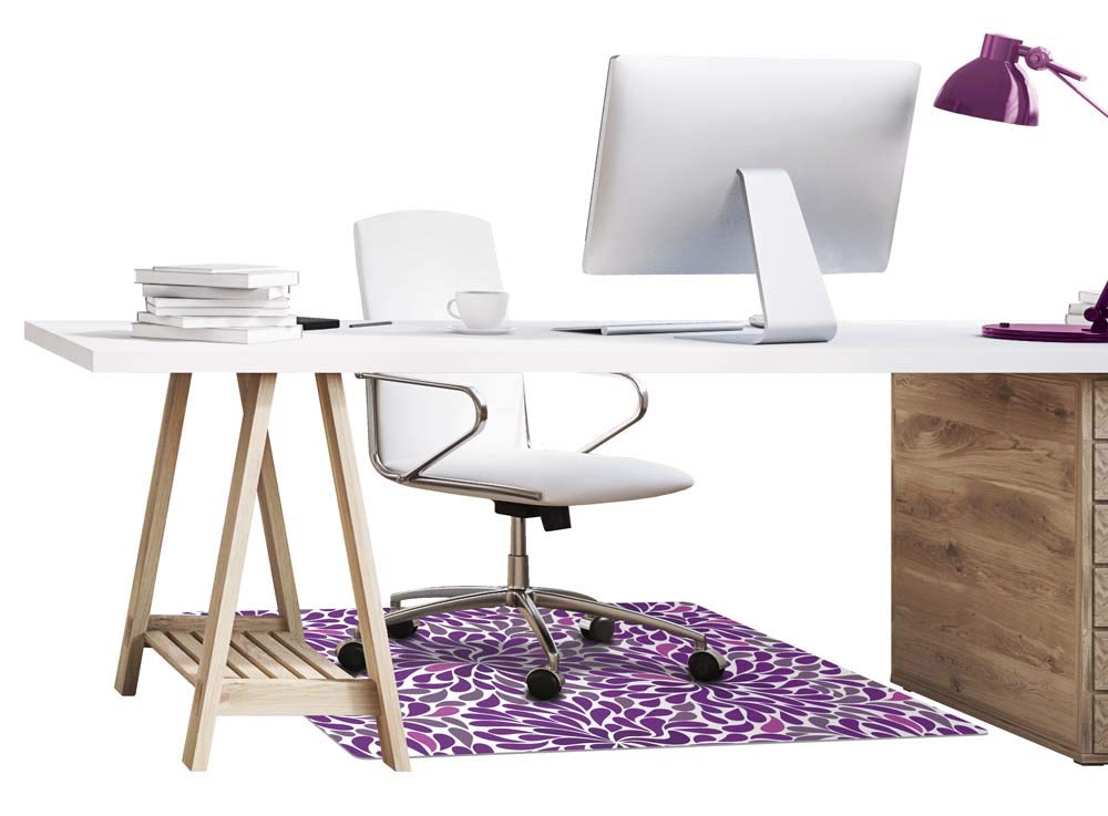Deflecto FashionMat Chair Mat, Purple Rain Design, Hard Floor and Flat Pile Carpet Use, Non-Studded Rectangle, 35” x 40”