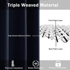 Jiuzhen Navy Blackout Curtains For Bedroom - Light Blocking And Noise Reducing Grommet Curtains For Living Room Darkening Curtains, Set Of 2 Window Curtain Panels, 38 X 63 Inch Length