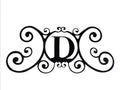 Bookishbunny Monogram Initial Letter A-Z Wrought Iron Metal Scrolled Door Wall Decoration Plaque Art, 24 x 11 inch 2mm Thick (D)