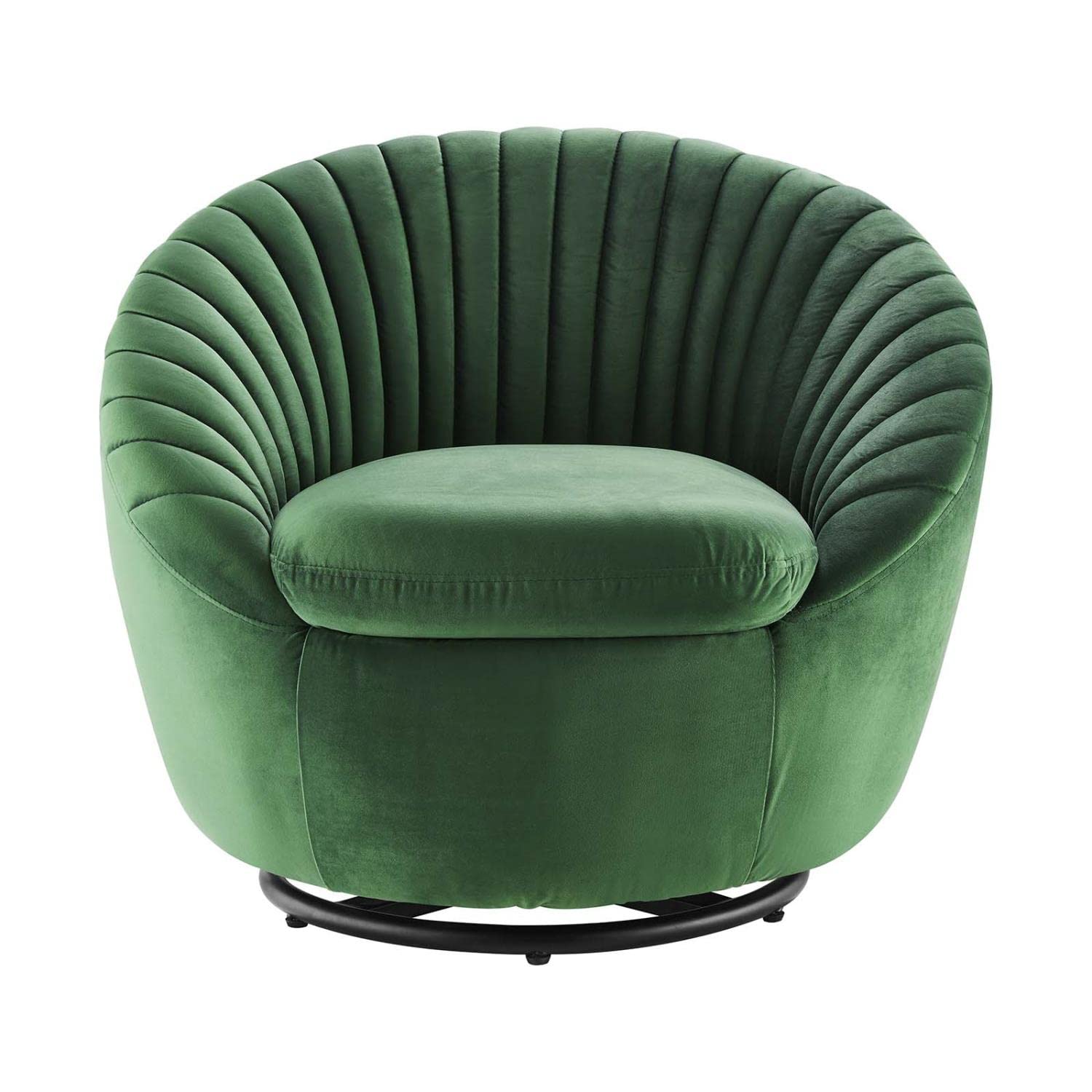 Modway Whirr Upholstered Velvet Fabric Swivel Chair In Black/Emerald Green