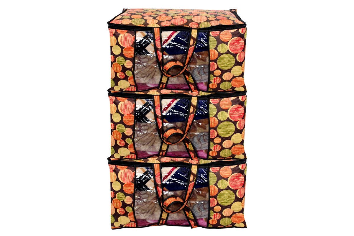 Stylista Blanket Storage Bags Large Size Set Of 3 Abstract Pattern Multi Color