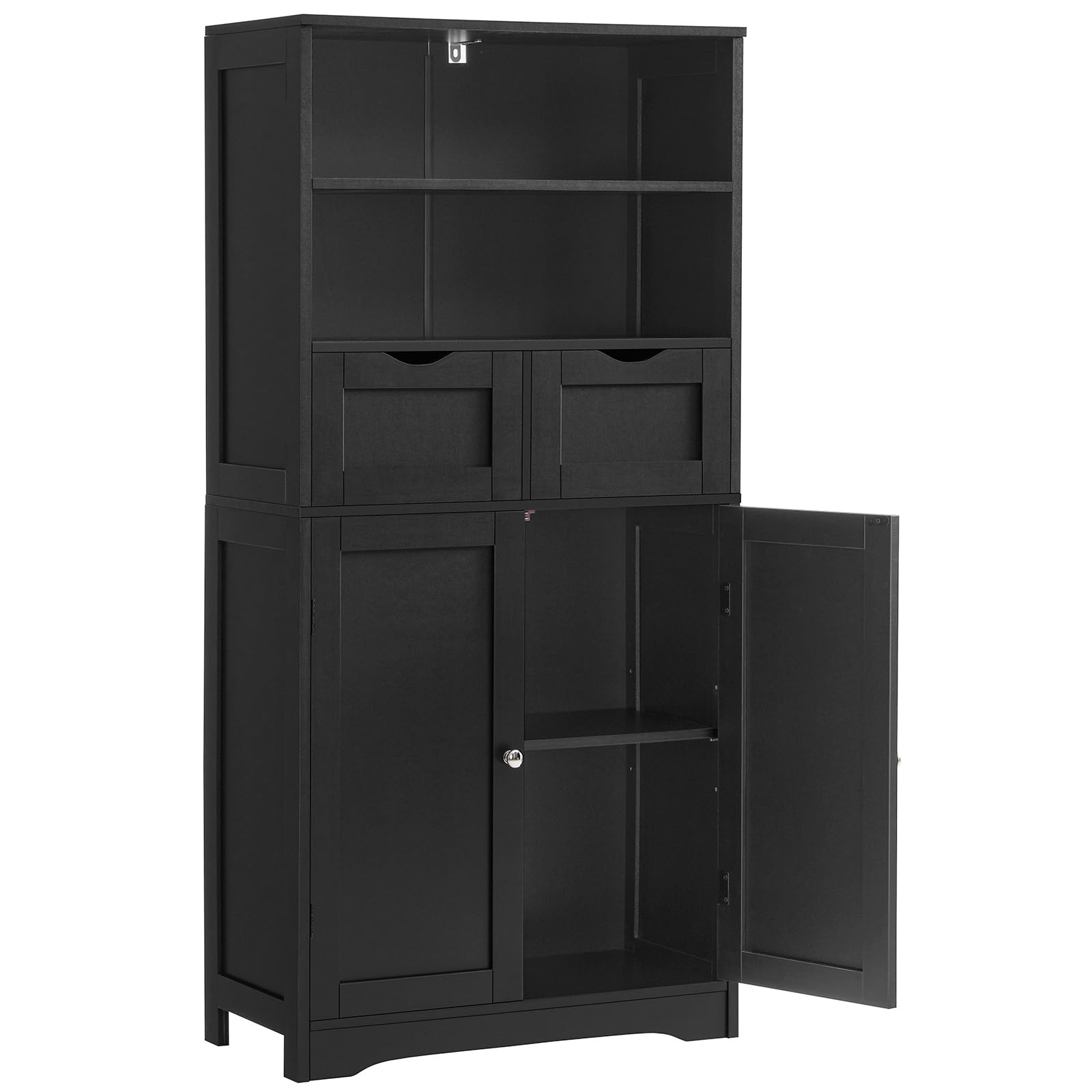 Iwell Tall Bathroom Cabinet, Storage Cabinet with 2 Drawers & Adjustable Shelves, Bathroom Storage Cabinet for Living Room, Dini