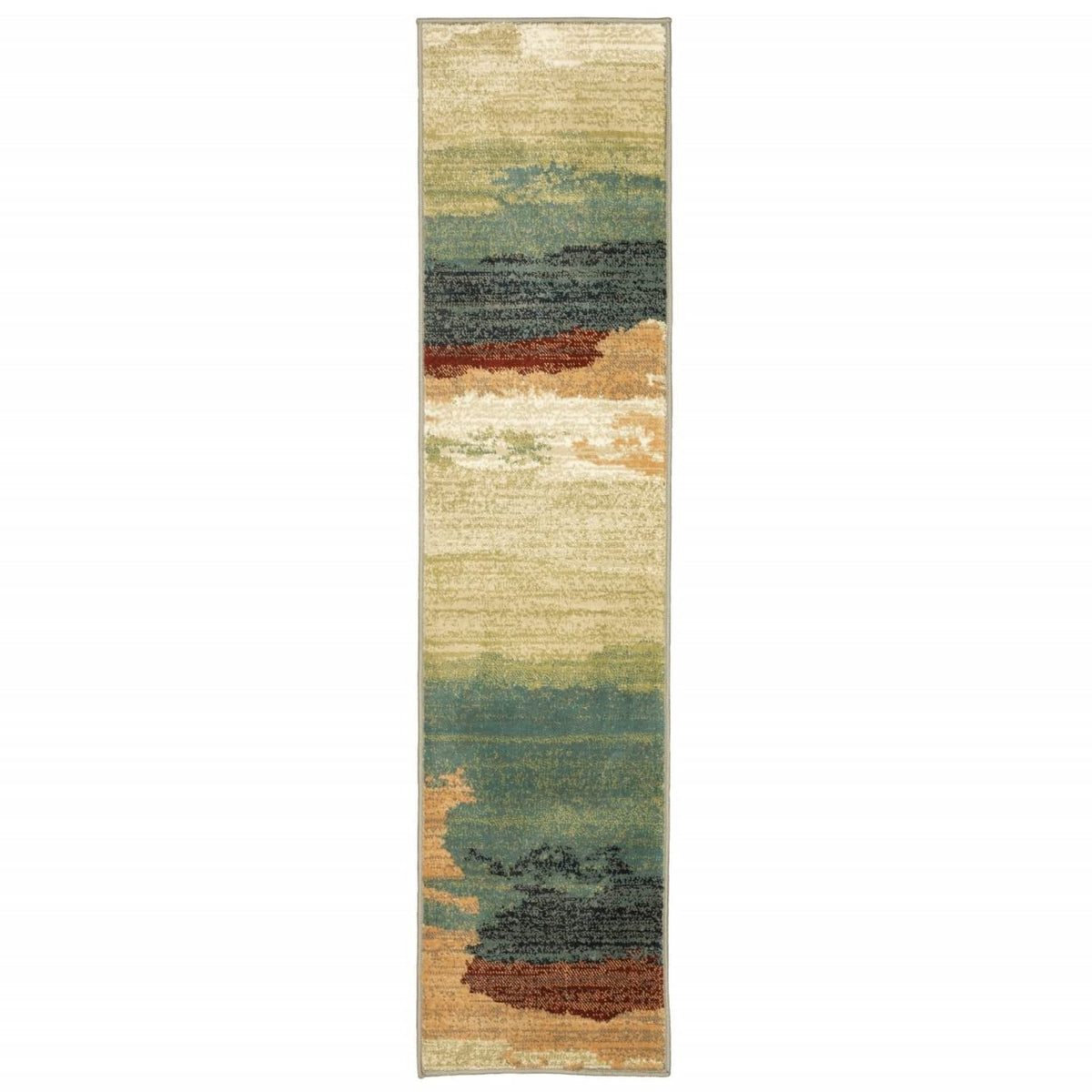 HomeRoots Multi Polypropylene 2’ x 8’ Modern Abstract Indoor Runner Rug