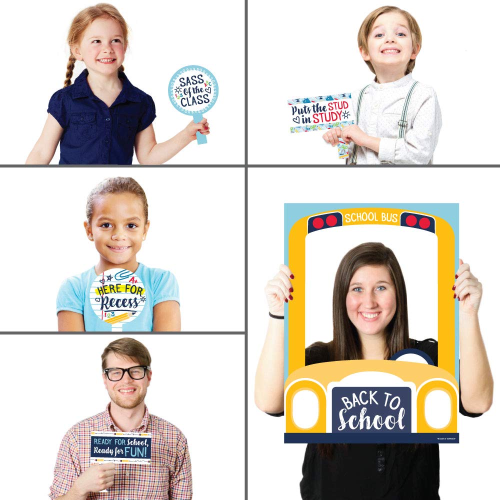 Big Dot Of Happiness Back To School - First Day Of School Classroom Decorations And Selfie Photo Booth Picture Frame And Props -