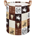 OMFUNS Western Vintage Cowboy Kids Laundry Basket, Cow Skull Nursery Laundry Hamper Foldable Storage Bin Toy Basket Dirty Clothe