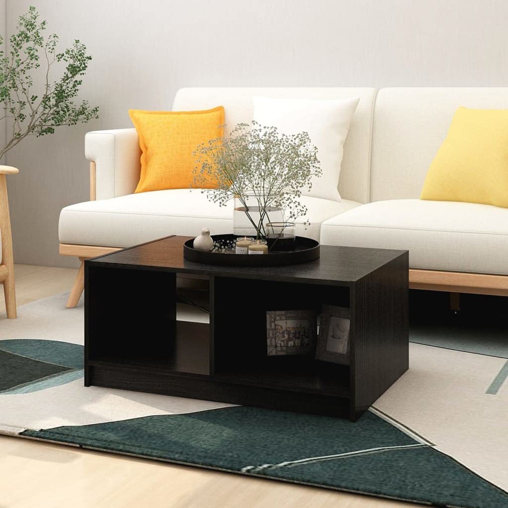 vidaXL Coffee Table Black 29.5"x19.7"x13.2" Solid Pinewood