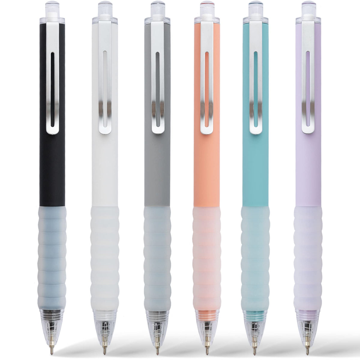 Azgo Ballpoint Pens Black Retractable Ink Writing Pen Office 0.7Mm Ball Point Pen For Journaling (6-Count)