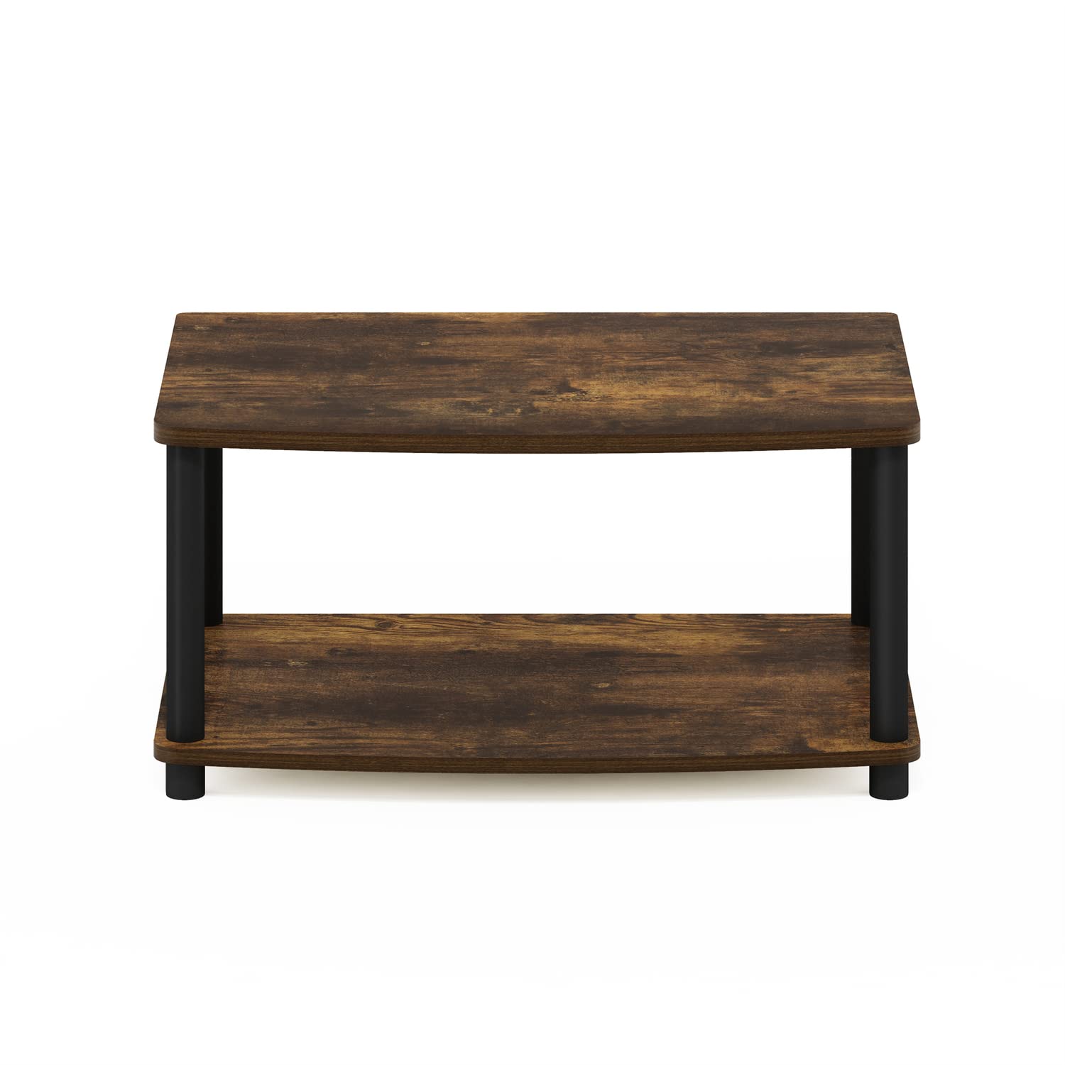 Furinno Turn-N-Tube No Tools 2-Tier Elevated TV Stand, Amber Pine/Black