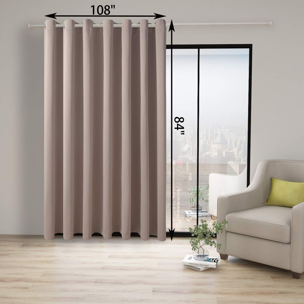 Bonzer Room Divider Curtain Total Privacy Wall Noise Reducing Wide Blackout Curtains For Patio Sliding Glass Door, 84L X 108W In