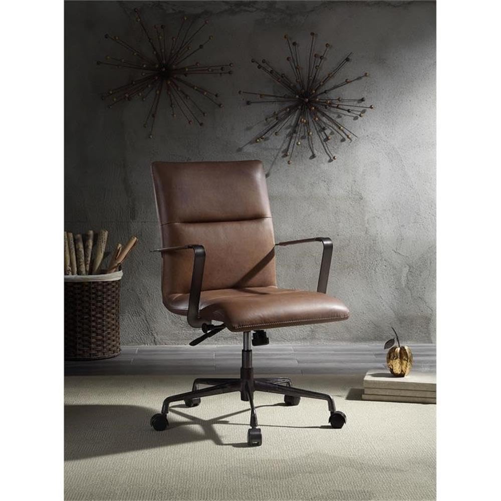Acme Indra Leather Upholstered Swivel Office Chair - Thumbnail 3