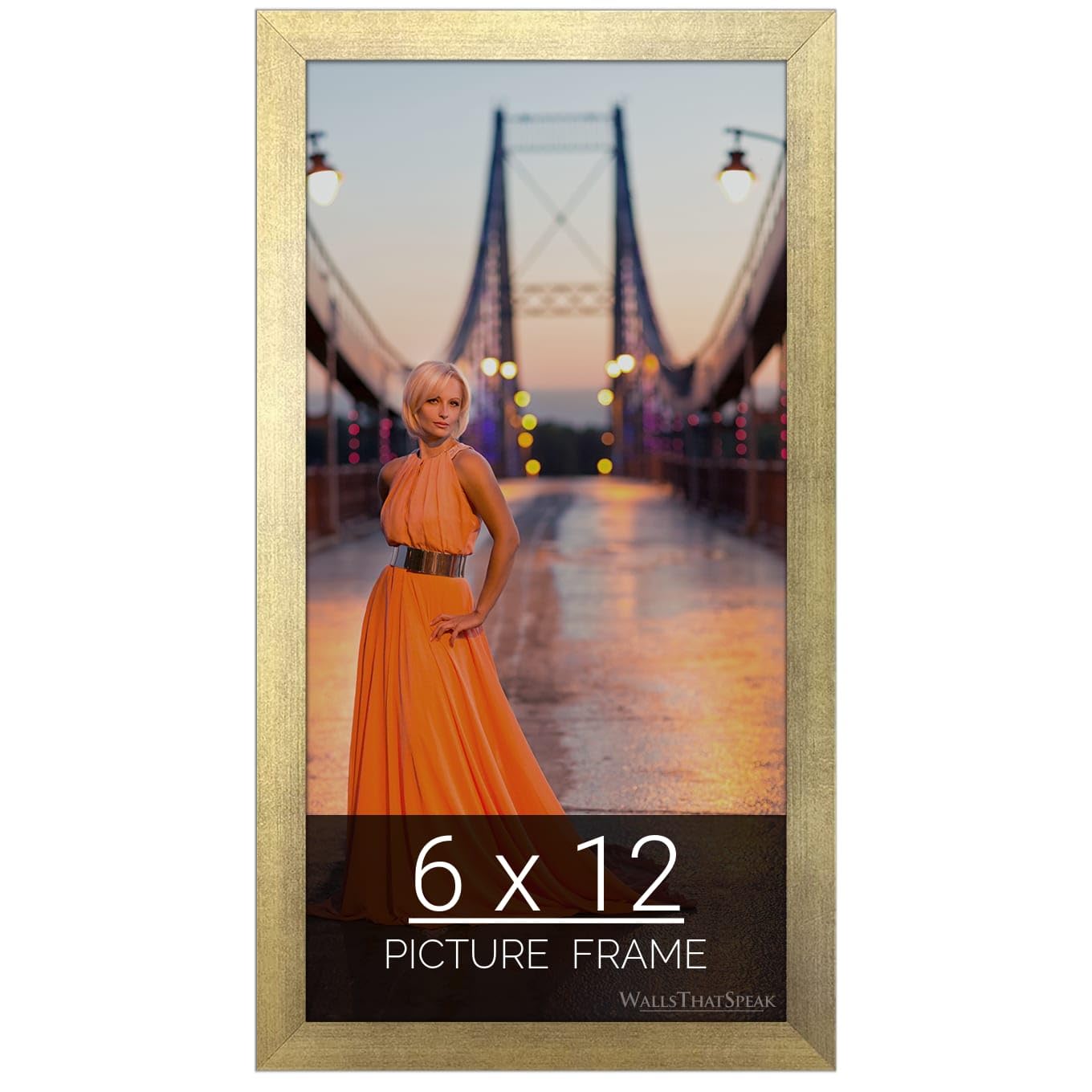 wallsthatspeak 6x12 Gold Picture Frame for Puzzles Posters Photos or Artwork
