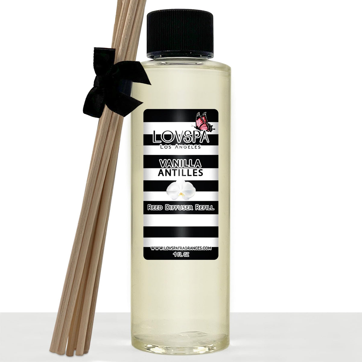 LOVSPA Vanilla Antilles Reed Diffuser Oil Refill with Replacement Reed Sticks | an Oriental Scent of Vanilla, Rosewood and Earth