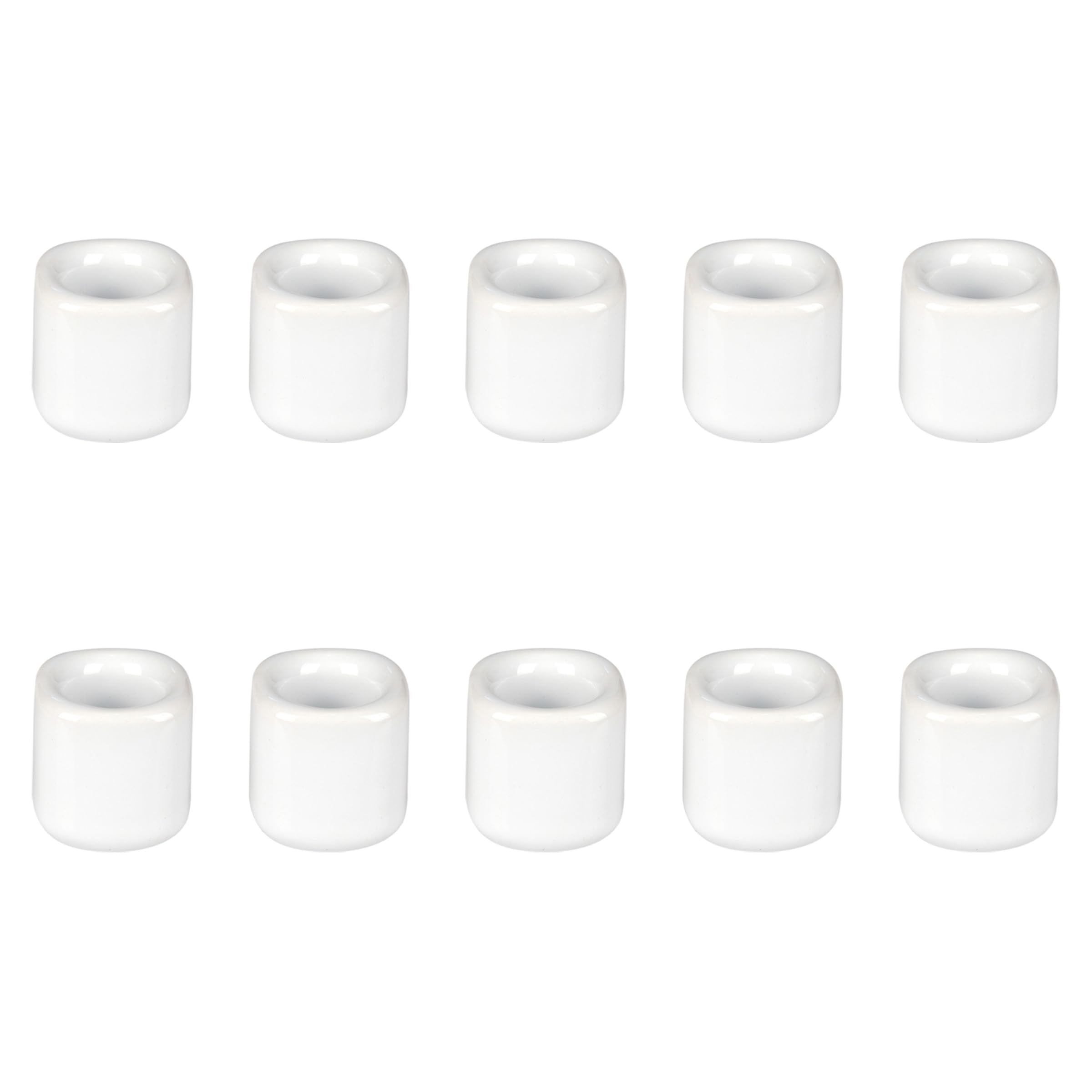 Mega Candles 10 pcs White 1/2 Inch Diameter Ceramic Chime Ritual Spell Candle Holders, Great for Casting Chimes, Meditation, Rit
