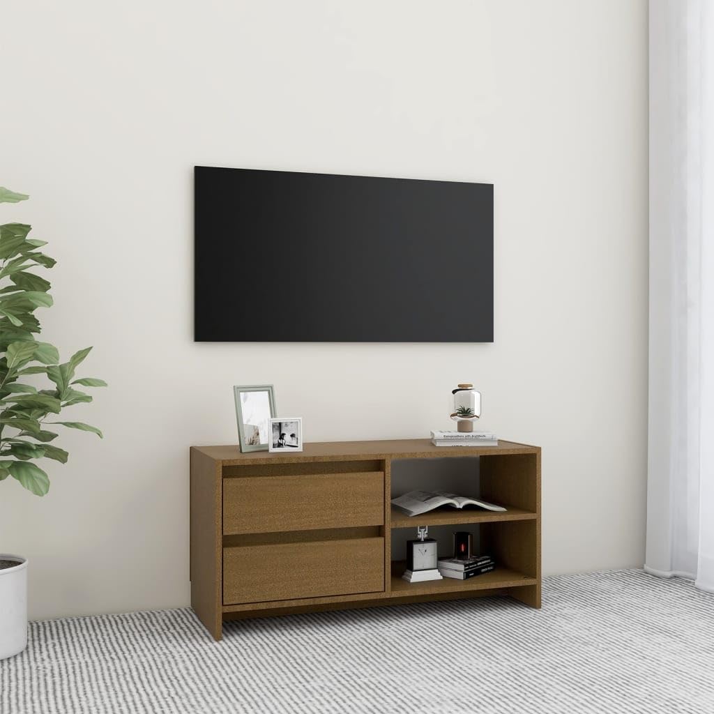 vidaXL TV Cabinet Honey Brown 31.5&quot;x12.2&quot;x15.4&quot; Solid Pinewood