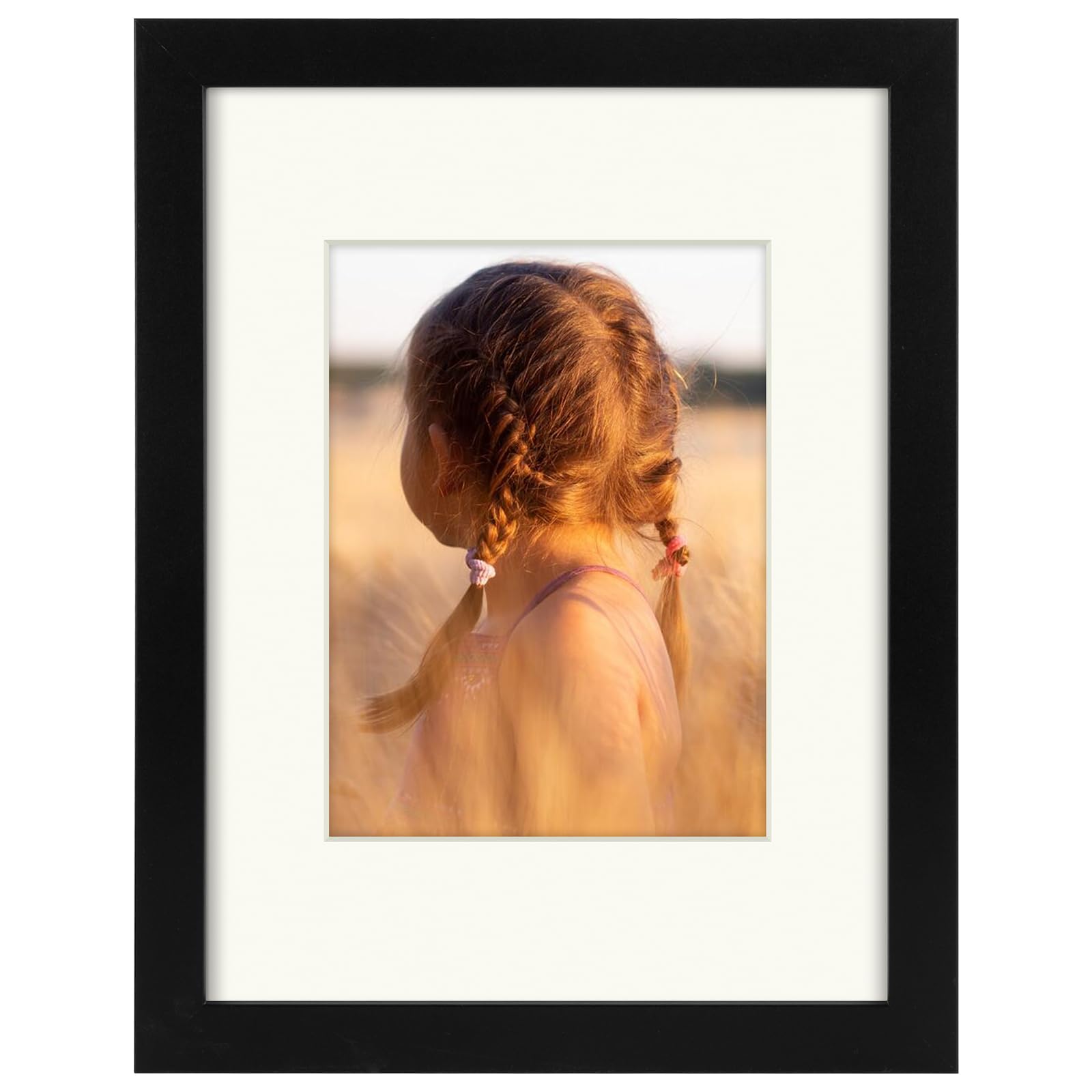 Golden State Art, 9x12 Picture Frame with Mat for 6x8 - High Definition Glass Wall Mounting Horizontal Vertical Display (Black, 