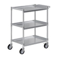 3 Shelf Stainless Steel Tubular Utility Cart | 15 in. Wide x 24 in. Long x 33 in High | Metal Utility Cart on Wheels with Handle