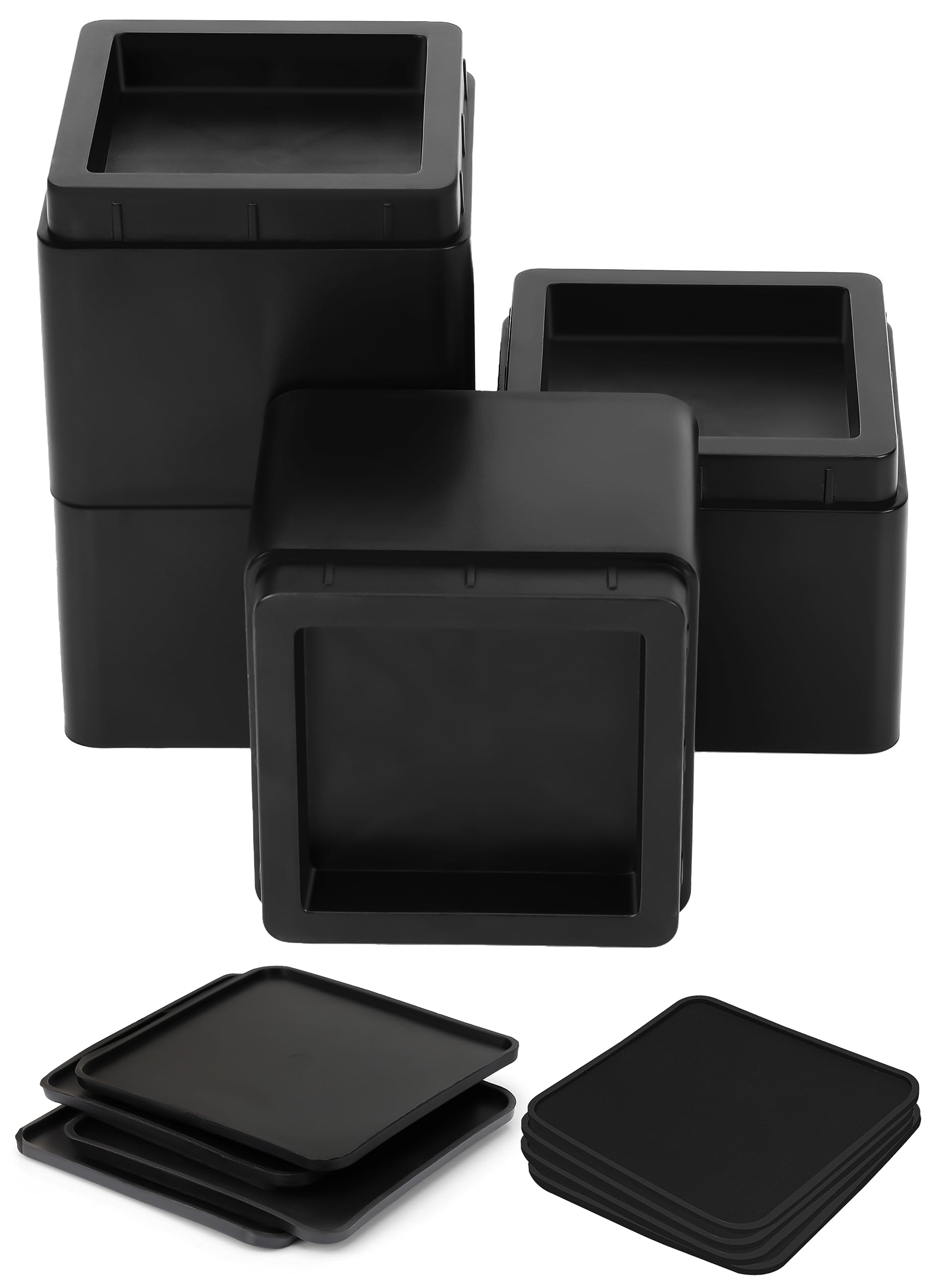 Utopia Bedding Bed Risers 3 Inch - Pack Of 4 - Adjustable Furniture Risers 3 & 6 Inch - Anti Slip Foam & Rubber Pad - Stackable