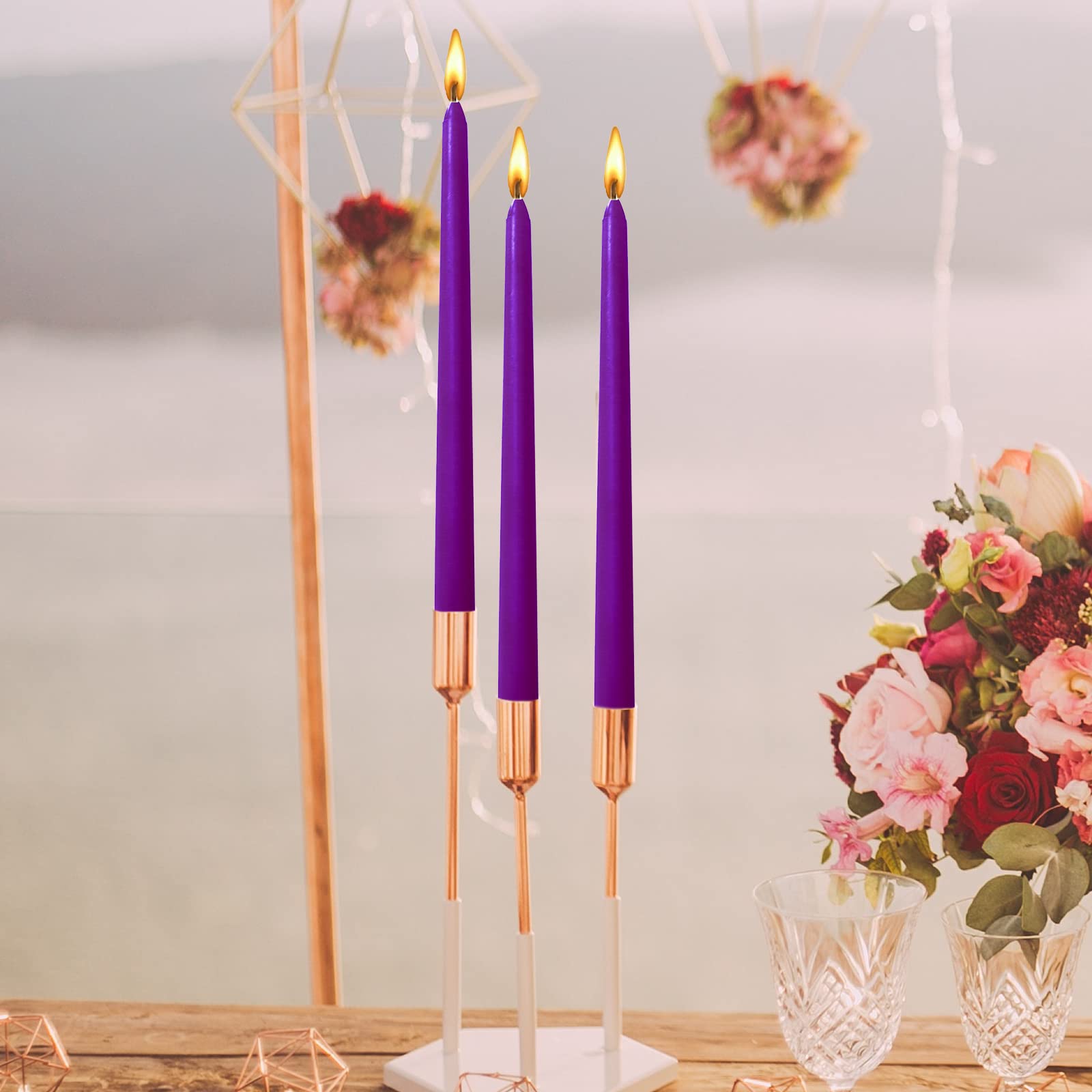 10 Inch Purple Taper Candles-Set Of 4 Tapered Candle, Tall Candlesticks,Home Dinner Candle, Party, Wedding, Halloween, Christmas