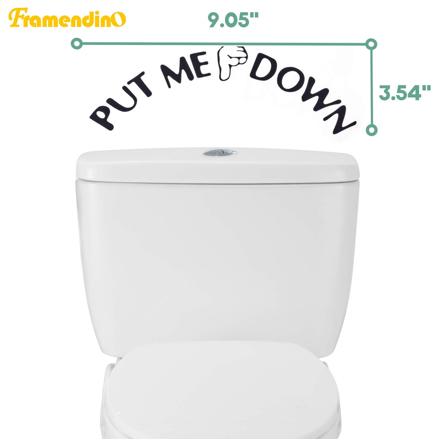 Framendino, 4 Pack Funny Reminder Decoration Put Me Down Toilet Seat Decal Sticker For Bathroom Black