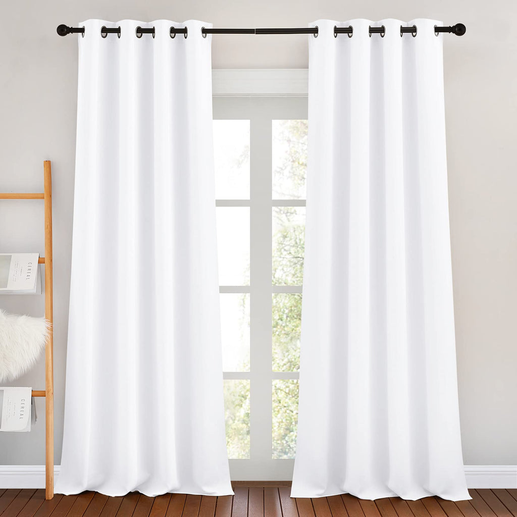Nicetown White Room Darkening Draperies And Curtains - Home Fashion Energy Saving Grommet Top Room Darkening Drape Panels For Be