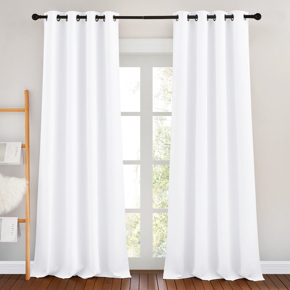 Nicetown White Room Darkening Draperies And Curtains - Home Fashion Energy Saving Grommet Top Room Darkening Drape Panels For Be