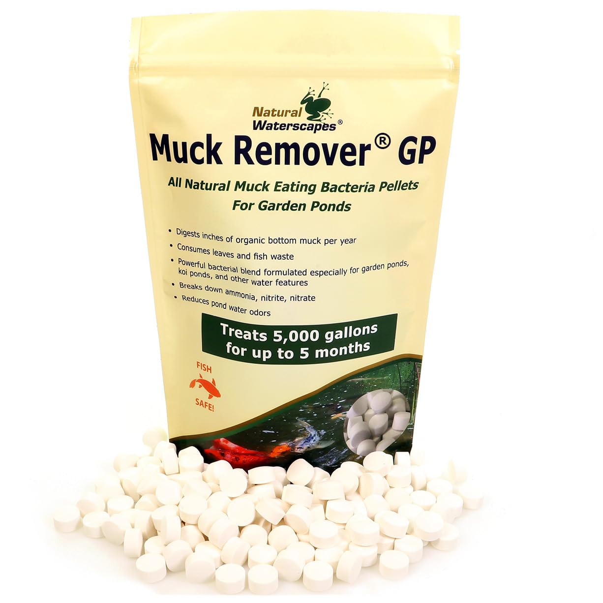 Muck Remover Gp - 150 Pellets  Koi Pond Sludge Remover  Safe For Fish  Treats 5,000 Gallons Up To 5 Months