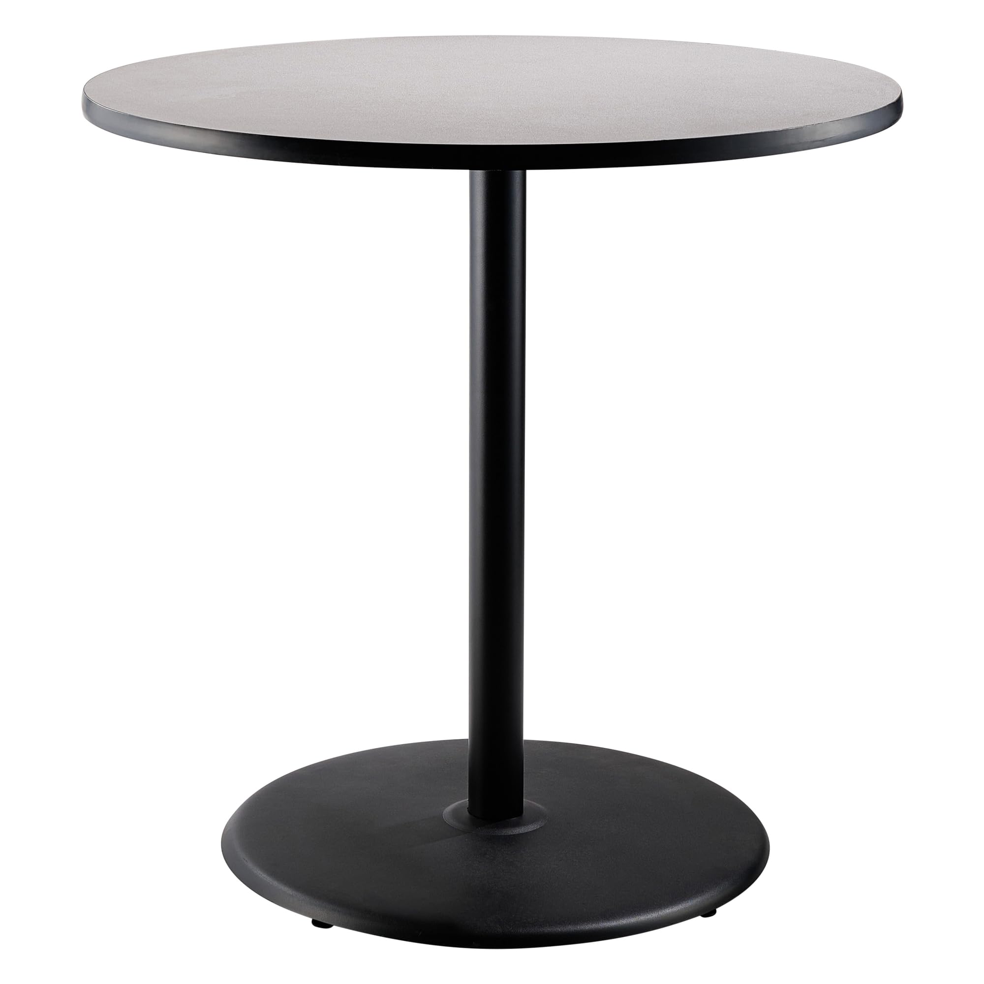 National Public Seating Nps 36&Quot; Round Cafe Table With Round Base, 42&Quot; Height, Particleboard Core/T-Mold, Grey Nebula Top, Black Frame
