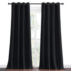 Nicetown Halloween Patio Blackout Long Curtain Shades, 2 Panels, 55 Inches X 120 Inches, Black, Summer Home Decoration Thermal I