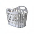 MERISHOPP Perforated Foldable Laundry Basket OpenTop Collapsible Laundry Hamper Oval Handles, Gray, Xs