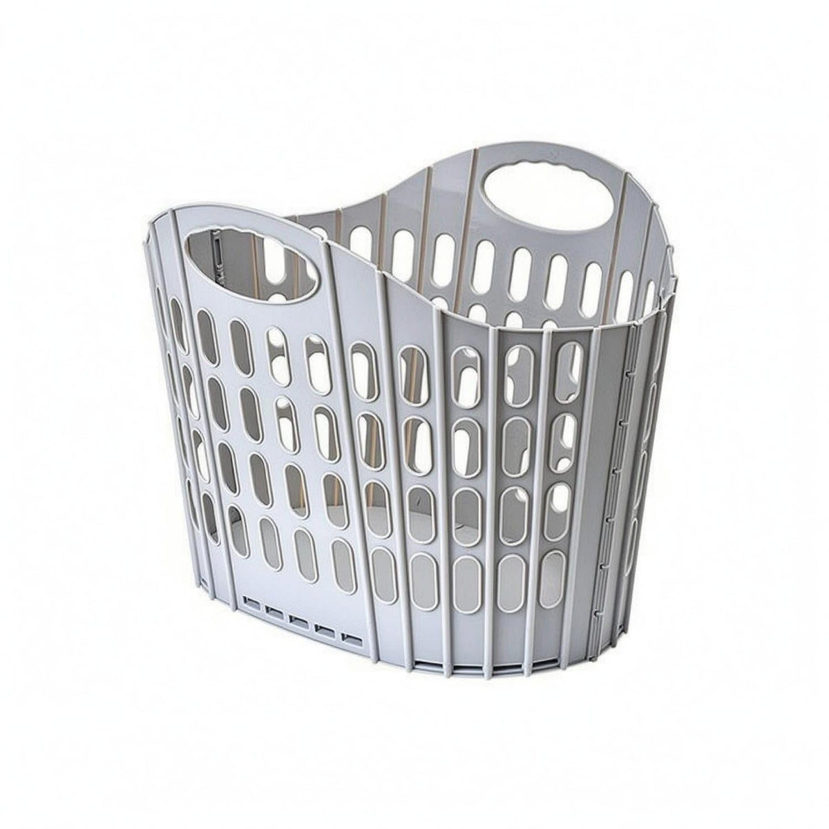 ECOMISTIQ Perforated Foldable Laundry Basket OpenTop Collapsible Laundry Hamper Oval Handles, Gray, Xs
