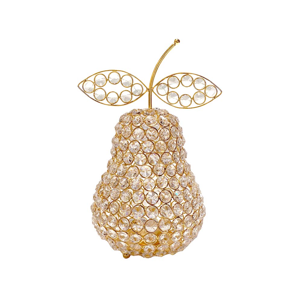HomeRoots 10.75' Medium Faux Crystal Gold Pear Sculpture