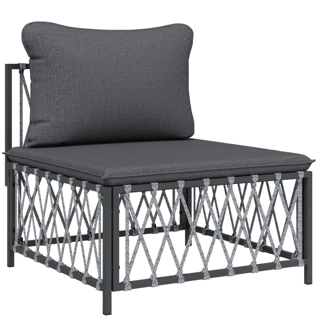 vidaXL Patio Furniture Set 9 Piece, Sectional Sofa with Cushions, Patio Lounge Set for Outdoor Garden Lawn Backyard, Anthracite Steel