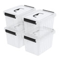 Drephia 4Pack Clear Plastic Storage Box with Lid, 5 L Stackable Storage Container with Handle, Small Latch Totes Bin